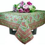 Nappe Rectangulaire Coton Menthe motif "Colombes"