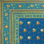 Provencal Square Cotton Tablecloth blue "Farandole