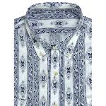 Chemise camarguaise coton Bleue/Blanc motif Cachemire