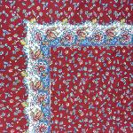 Square Cotton Tablecloth Red 63"X63" "Country" pattern