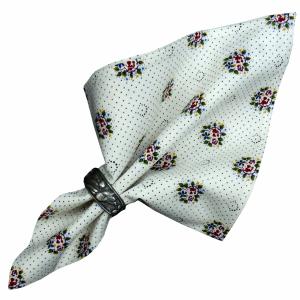 Serviette de table 45x45 cm Blanche motif Fleurettes