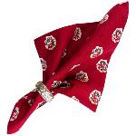 Serviette de table 45x45 cm Rouge motif Fleurettes