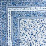 63x63 Square Tablecloth - Provencal Style - White/Blue "Country" - Cotton