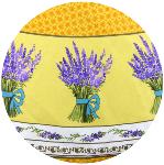 Nappe Ronde COTON ENDUIT Jaune joli motif "Lavande