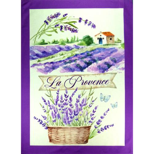 Torchon de cuisine 47 x 67 cm motif Ambiance Provence coloris Lavande
