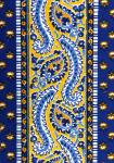 Galon Dcoup Tissu de Provence 100% coton Laize 11 cm Bleu/Jaune "Comte