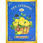 Torchon de cuisine 47 x 67 cm motif "Citrons de Provence" coloris Bleu