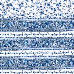 Nappe Blanc/Bleu Rectangulaire Coton Placée motif "Champêtre"