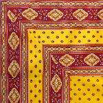 Saffron Square Cotton Tablecloth 63"X63" "Esterel" pattern